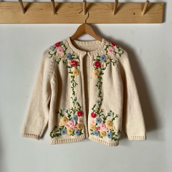 Vintage Sweaters - Vintage handmade embroidered cardigan